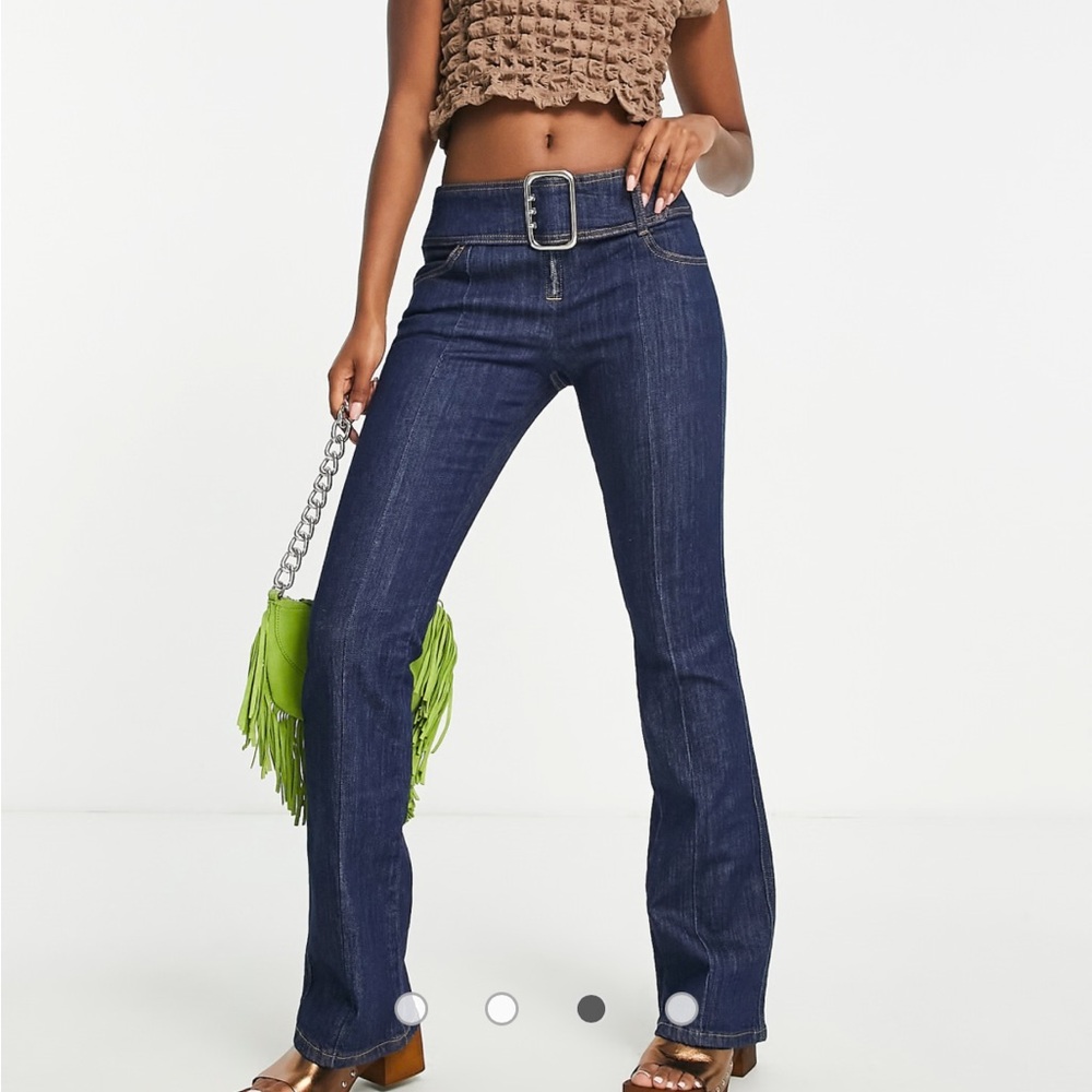 Topshop Y2K buckle flare jeans in indigo, size 30” waist - Picture 2 of 11